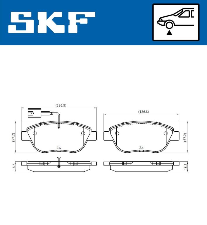 Jeu de 4 plaquettes de frein SKF ref. VKBP 80427 E